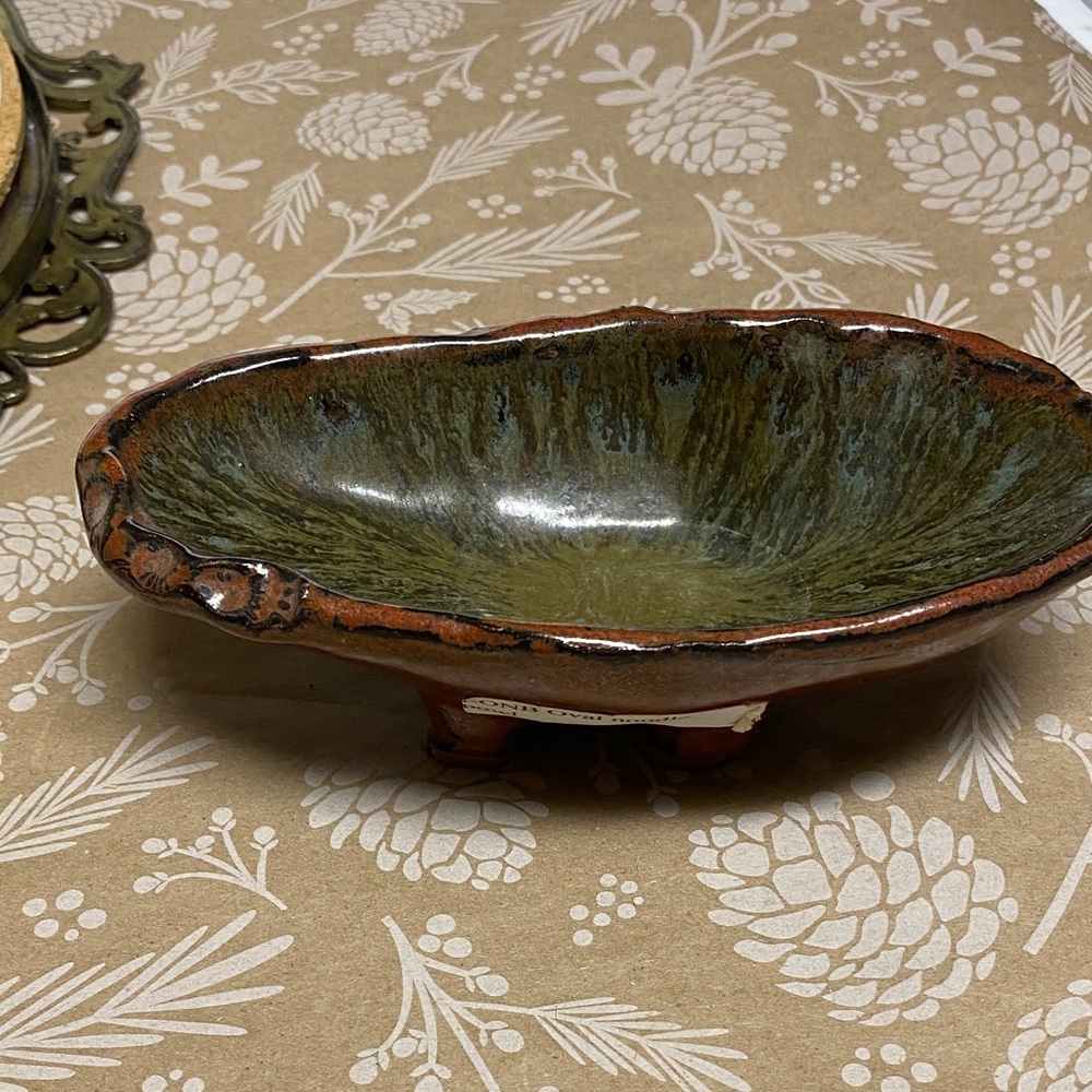 Handcrafted Ceramic Bowl - Green and Brown
